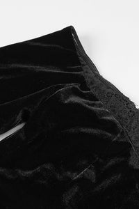 Off The Shoulder Farah Velvet Lace Midi Dress in Panthere Noire