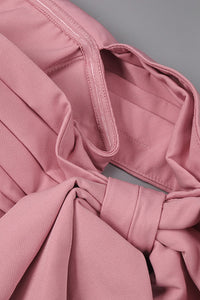 One Shoulder Bow Detail Midi Dress in Pink