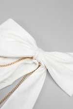 One Shoulder Collar Chain Trumpet Gown In White