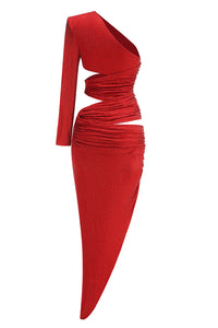 One Shoulder Crystal Embellished Maxi Dress