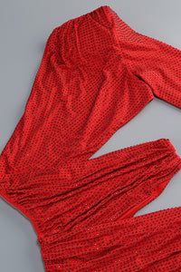 One Shoulder Crystal Embellished Maxi Dress