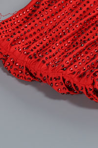 One Shoulder Crystal Embellished Maxi Dress