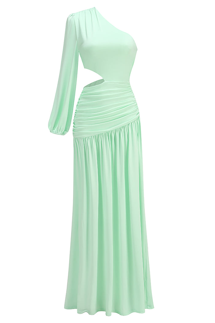 One Shoulder Cut Out Slim Maxi Dress