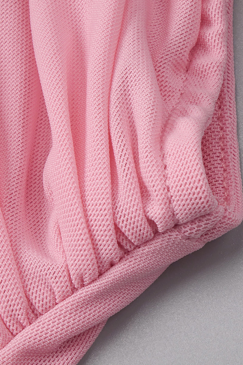 One Shoulder Draped Mini Dress in Pink