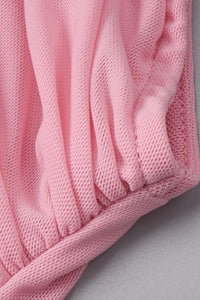 One Shoulder Draped Mini Dress in Pink