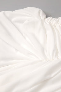 One Shoulder Draped Mini Dress in White