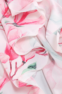 One Shoulder Floral Cut Out Ruffles Midi Dress