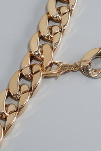 One Shoulder Gold Chain Belt Maxi Dress