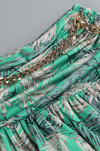 One Shoulder Gold Chain Belt Maxi Dress