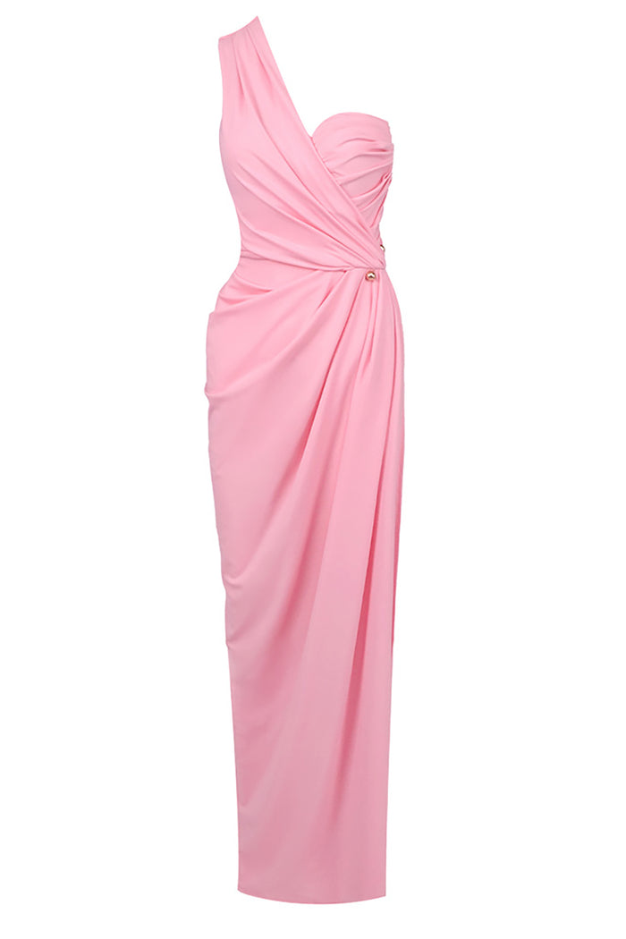 One Shoulder High Split Gown