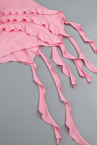 Robe en viscose pour femmes à une épaule irrégulière à fleurs 3D