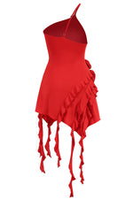 One Shoulder Irregular 3D Flower Women's Viscose Dress