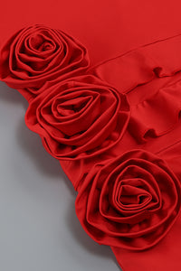 Robe en viscose pour femmes à une épaule irrégulière à fleurs 3D