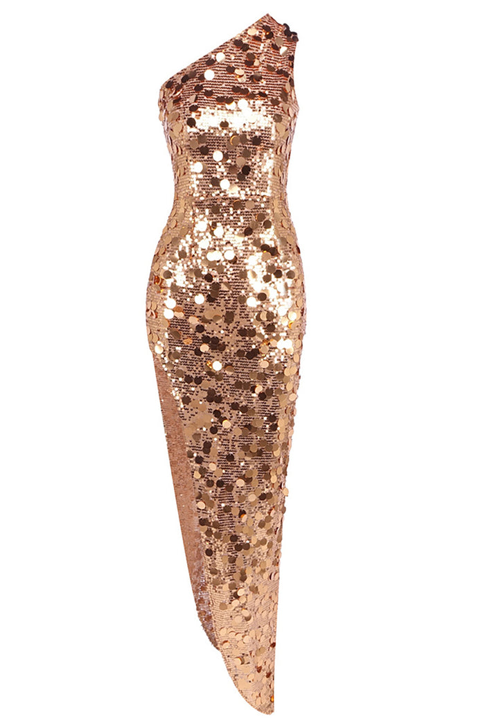 One Shoulder Sequin Gown