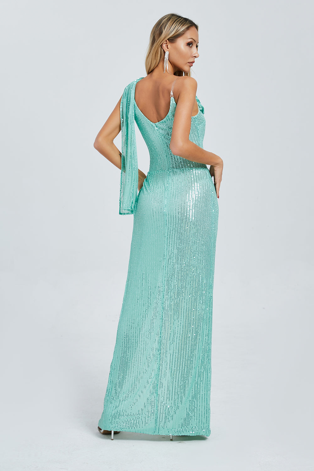 One Shoulder Slit Prom Dress