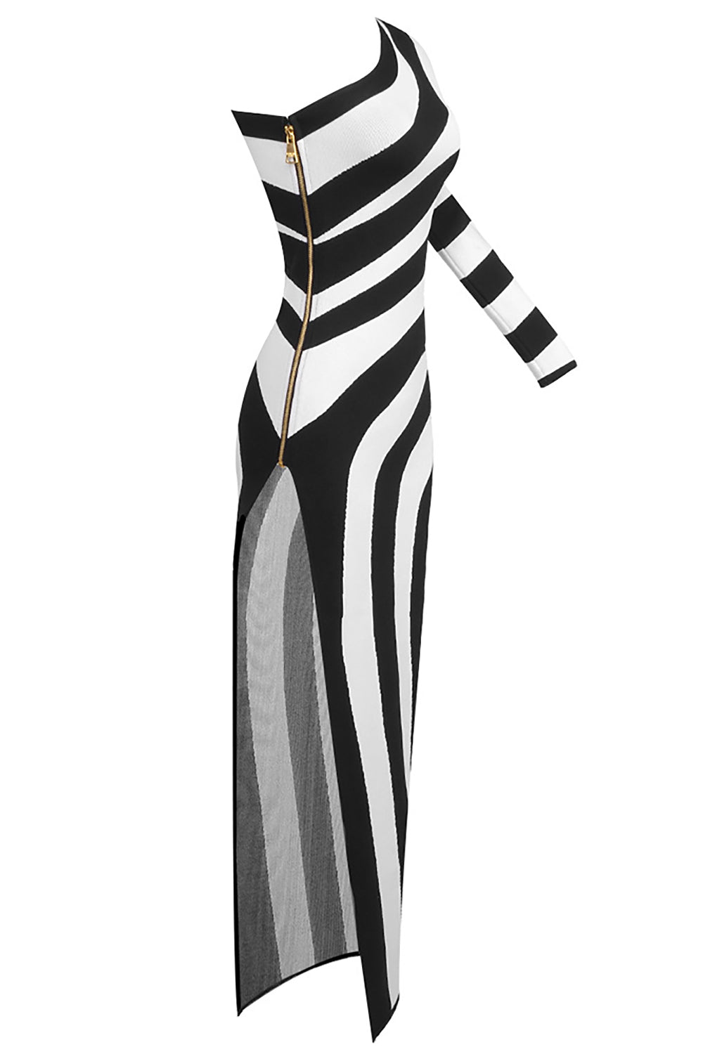 One Shoulder Striped Maxi Dress