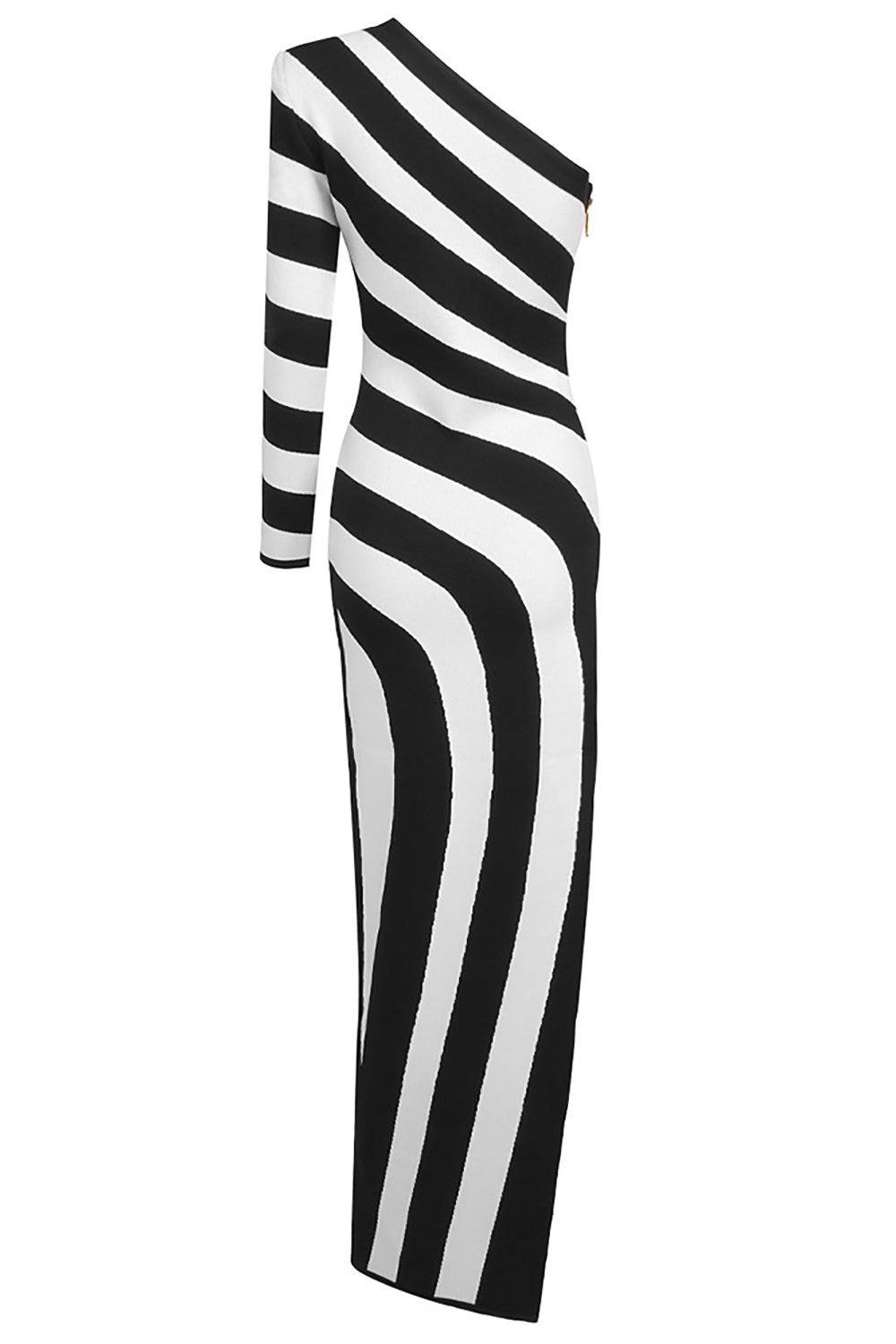 One Shoulder Striped Maxi Dress