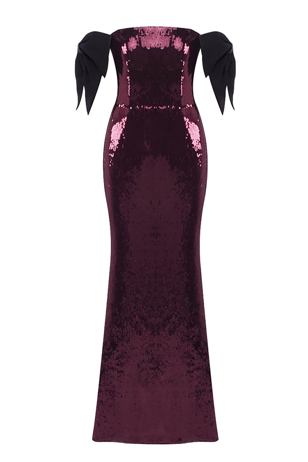 One Shoulder Bow Sequin Maxi Dress