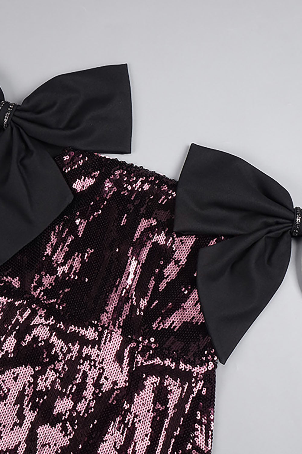 One Shoulder Bow Sequin Maxi Dress