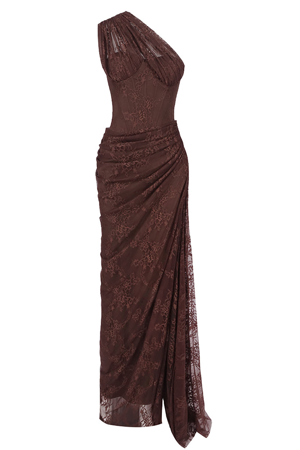 One Shoulder Lace Maxi Dress