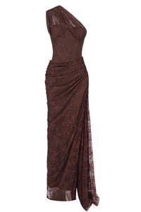 One Shoulder Lace Maxi Dress
