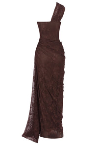One Shoulder Lace Maxi Dress