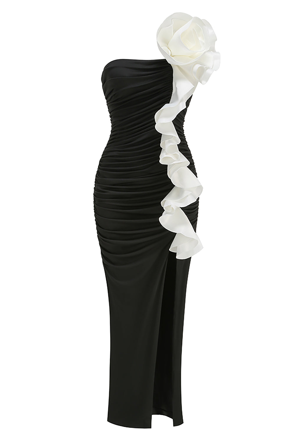 One Shoulder Peony Ruffle Gown