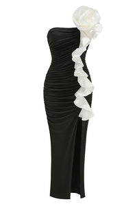 One Shoulder Peony Ruffle Gown