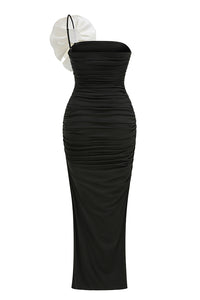 One Shoulder Peony Ruffle Gown