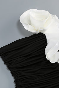 One Shoulder Peony Ruffle Gown