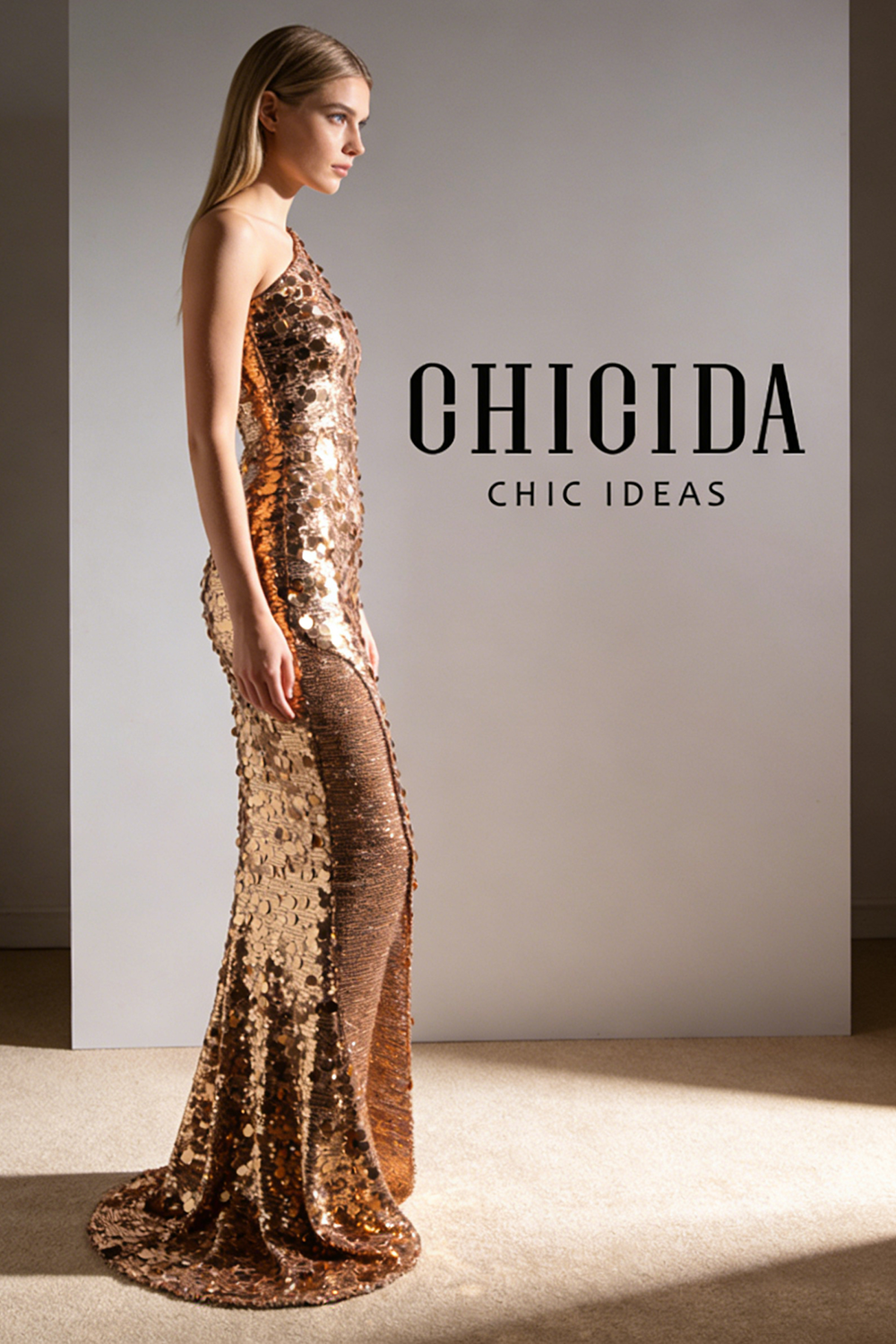 One Shoulder Sequin Gown