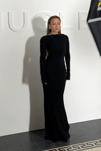 Open-Back Buckle-Embellished Maxi Dress