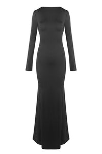 Open-Back Buckle-Embellished Maxi Dress