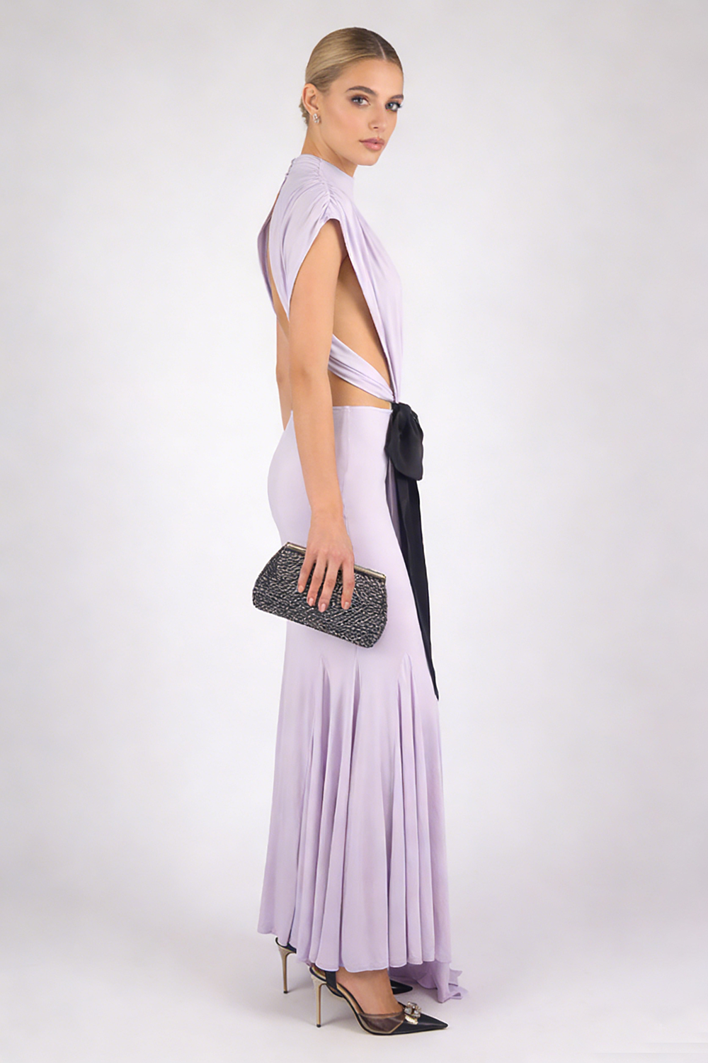 Open Back Bow Jersey Dress