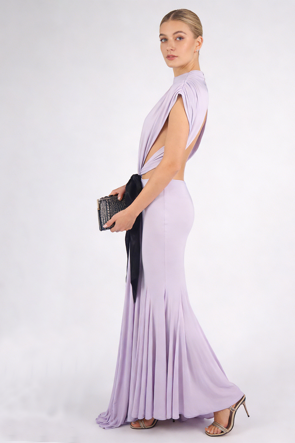 Open Back Bow Jersey Dress