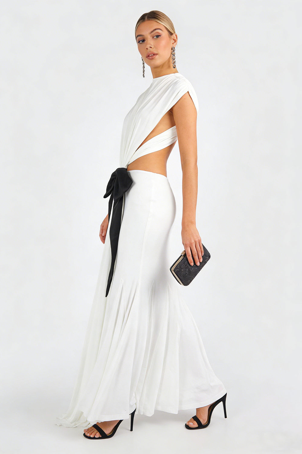 Open Back Bow Jersey Dress