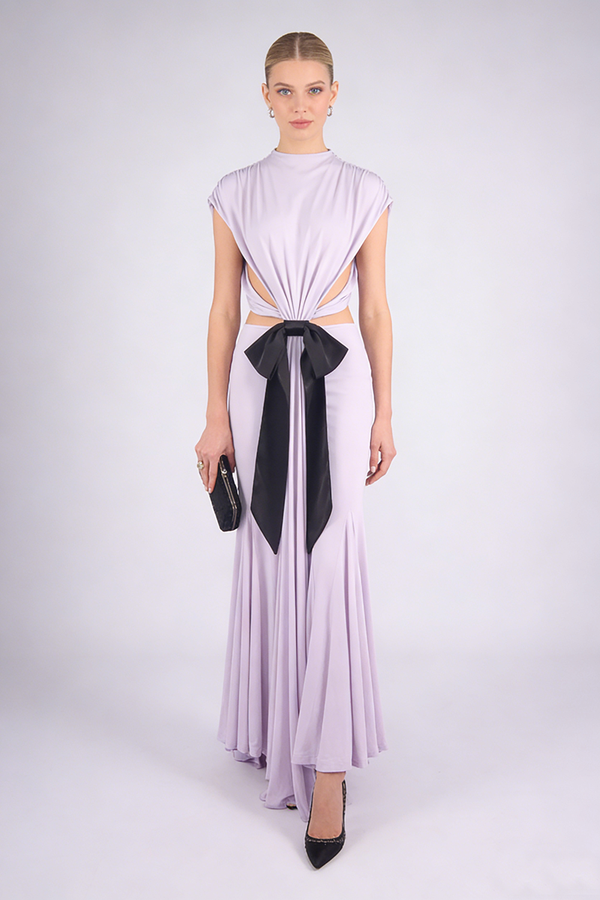 Open Back Bow Jersey Dress