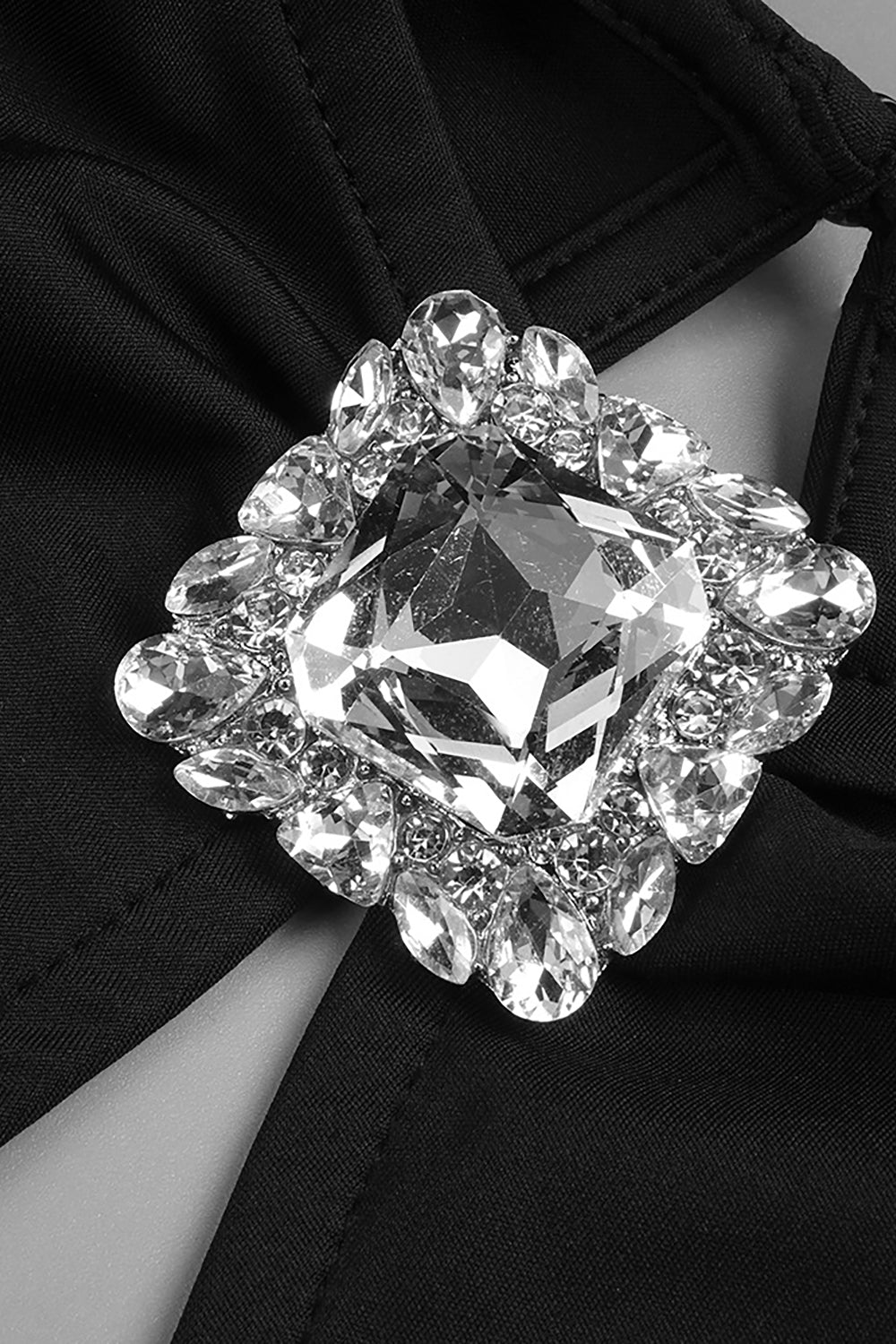 Padded-shoulder Mesh Panel-insert Gown