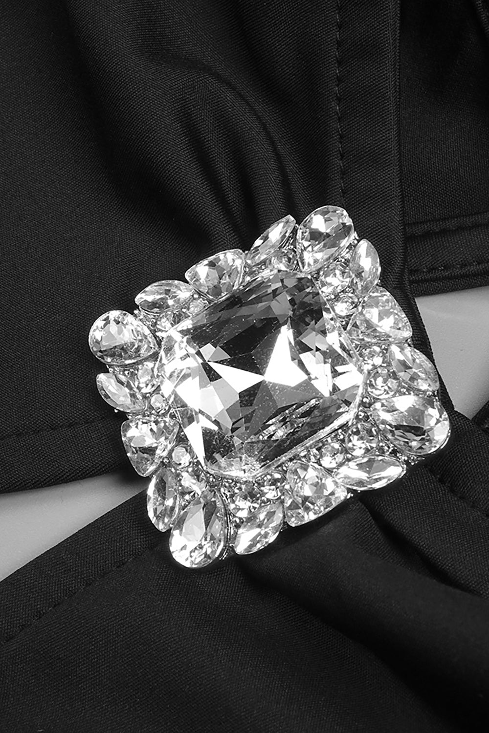 Padded-shoulder Mesh Panel-insert Gown