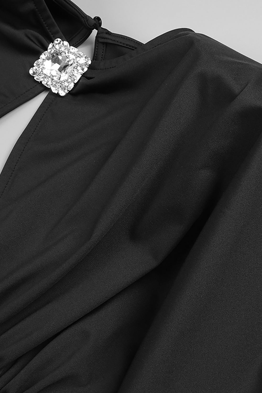 Padded-shoulder Mesh Panel-insert Gown