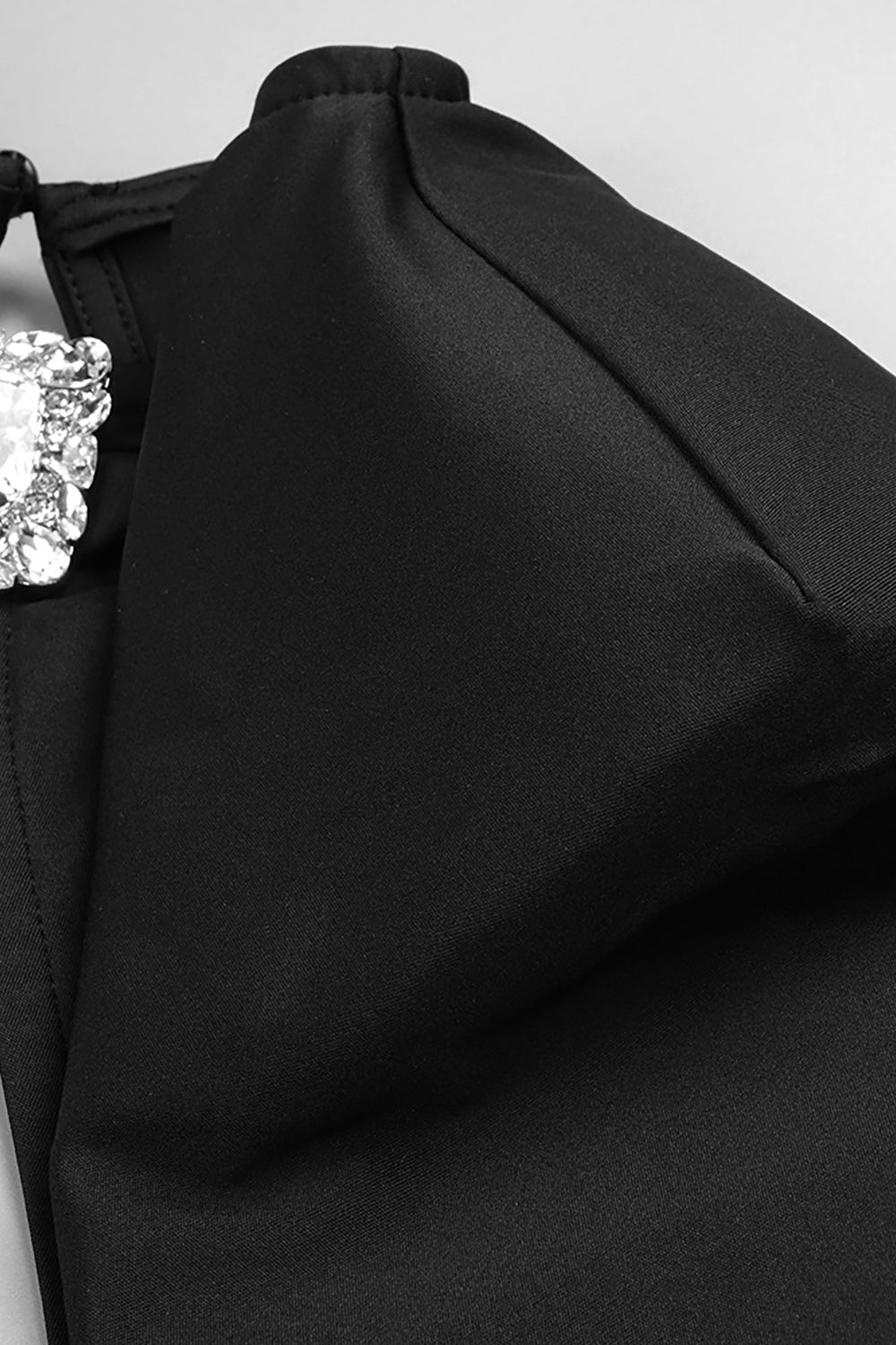 Padded-shoulder Mesh Panel-insert Gown