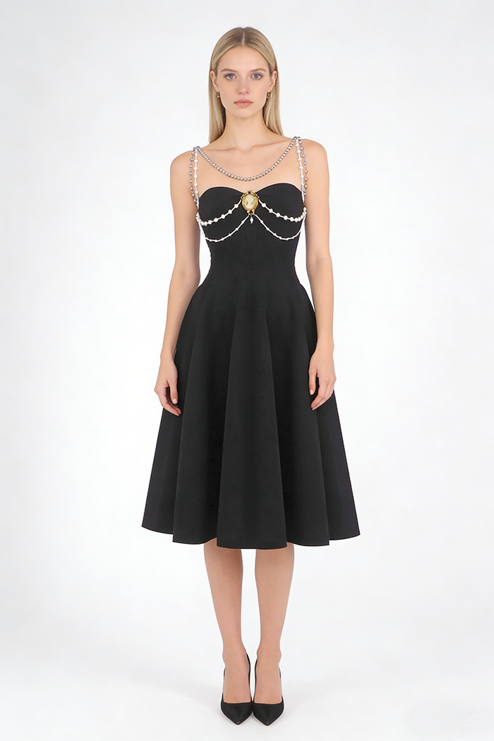 Pearl Chain Decor A-line Dress