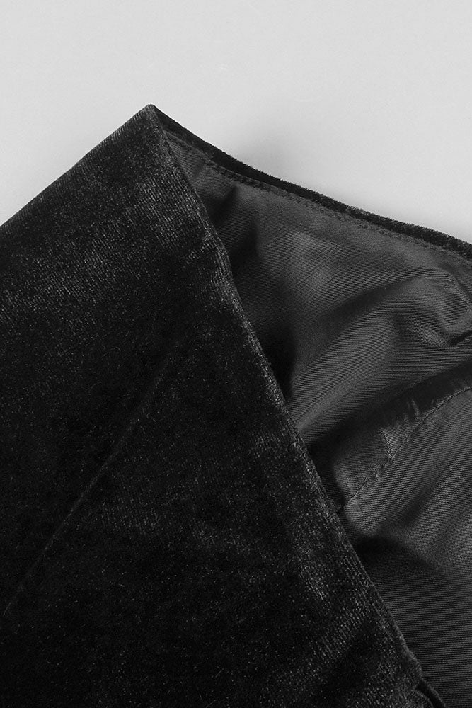 Strapless Petal Layerd Velvet Mini Dress