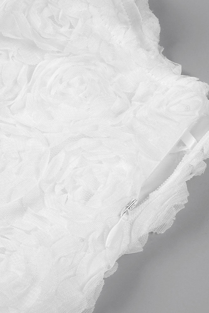 Strapless Petal Layerd Velvet Mini Dress