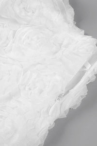 Strapless Petal Layerd Velvet Mini Dress