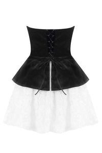 Strapless Petal Layerd Velvet Mini Dress