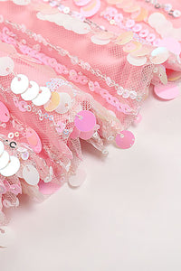 Pink Off Shoulder Sequin Bianca Dress