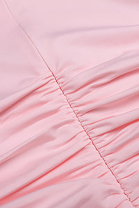 Minivestido rosa de manga larga con roseta