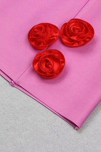 Robe bandage rose à bretelles et perles Francesca