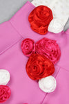 Pink Strappy Beading Flower Francesca Bandage Dress